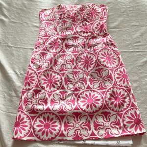 Pink and White Medallion Floral Strapless Dress Sz 6